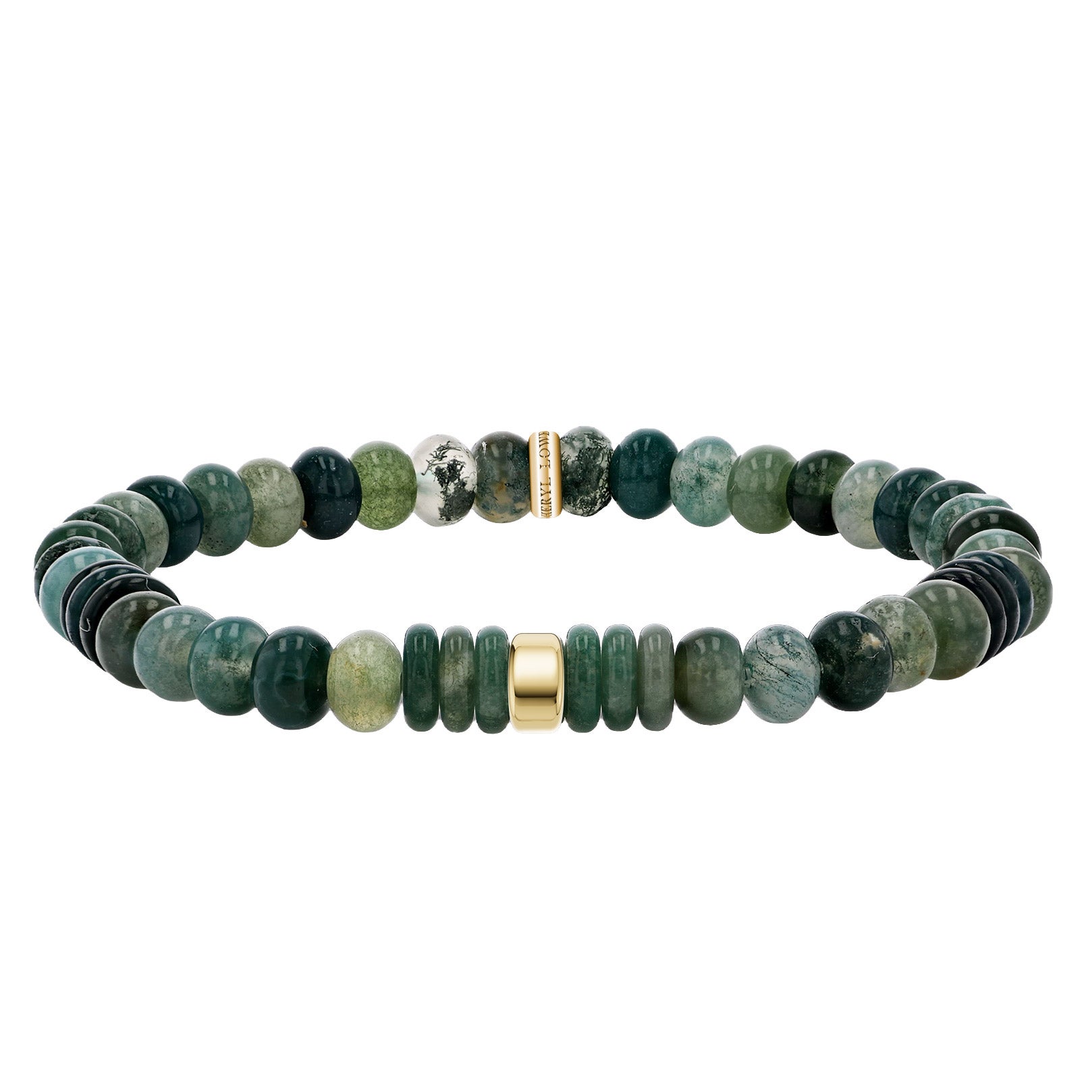 健康 ブレスレット バイオイオン ジュエリー Bio-Ion Jewelry Sheryl Lowe Moss Agate 6mm Beaded Bracelet with 14kt Smooth