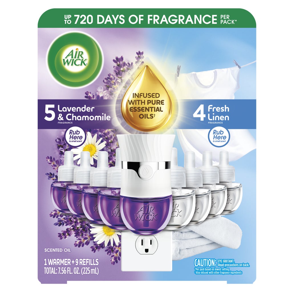 **Air Wick** Plug-In Scented Oils with Warmer, Variety Pack, 1 Warmer + 9 Refills
