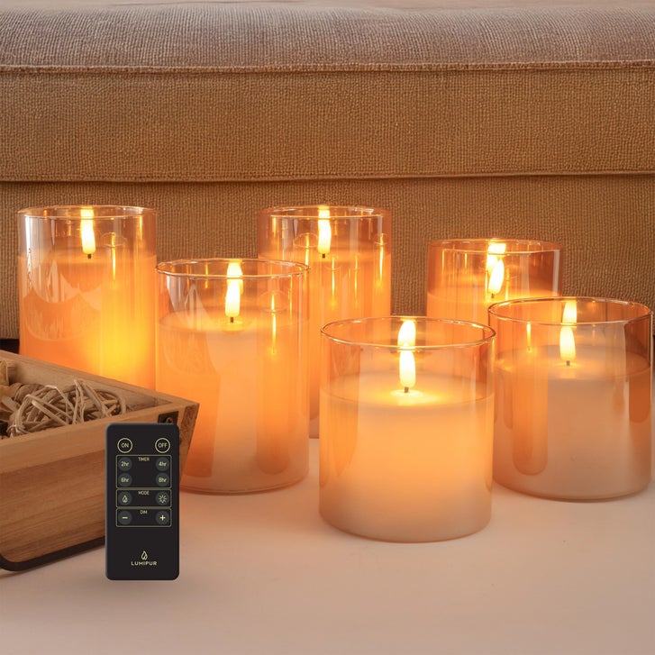 LumiPur 6-piece Flameless LED Candles Design Series Glass with