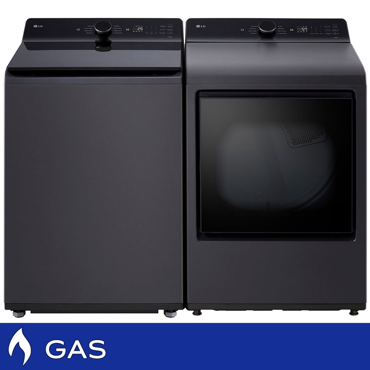 LG 5.5 cu. ft. Top Load Washer with EasyUnload and 7.3 cu. ft. Rear Control GAS Dryer with EasyLoad
