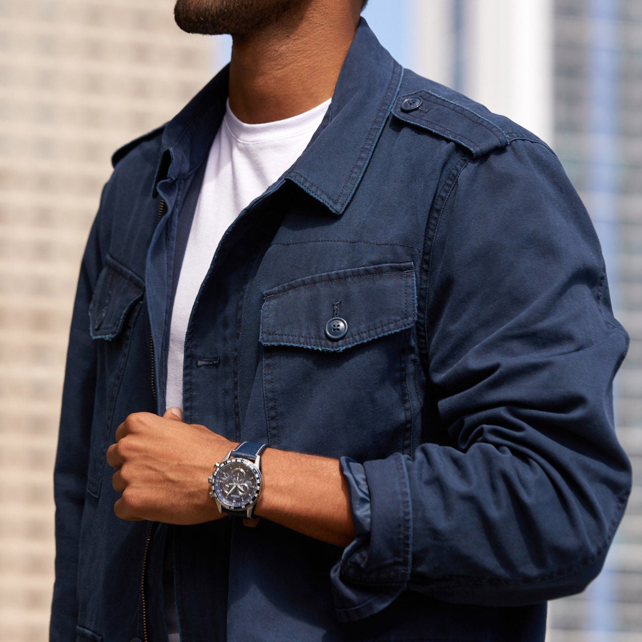 Citizen Eco-Drive Luxury PCAT Stainless Steel Blue Dial Men's