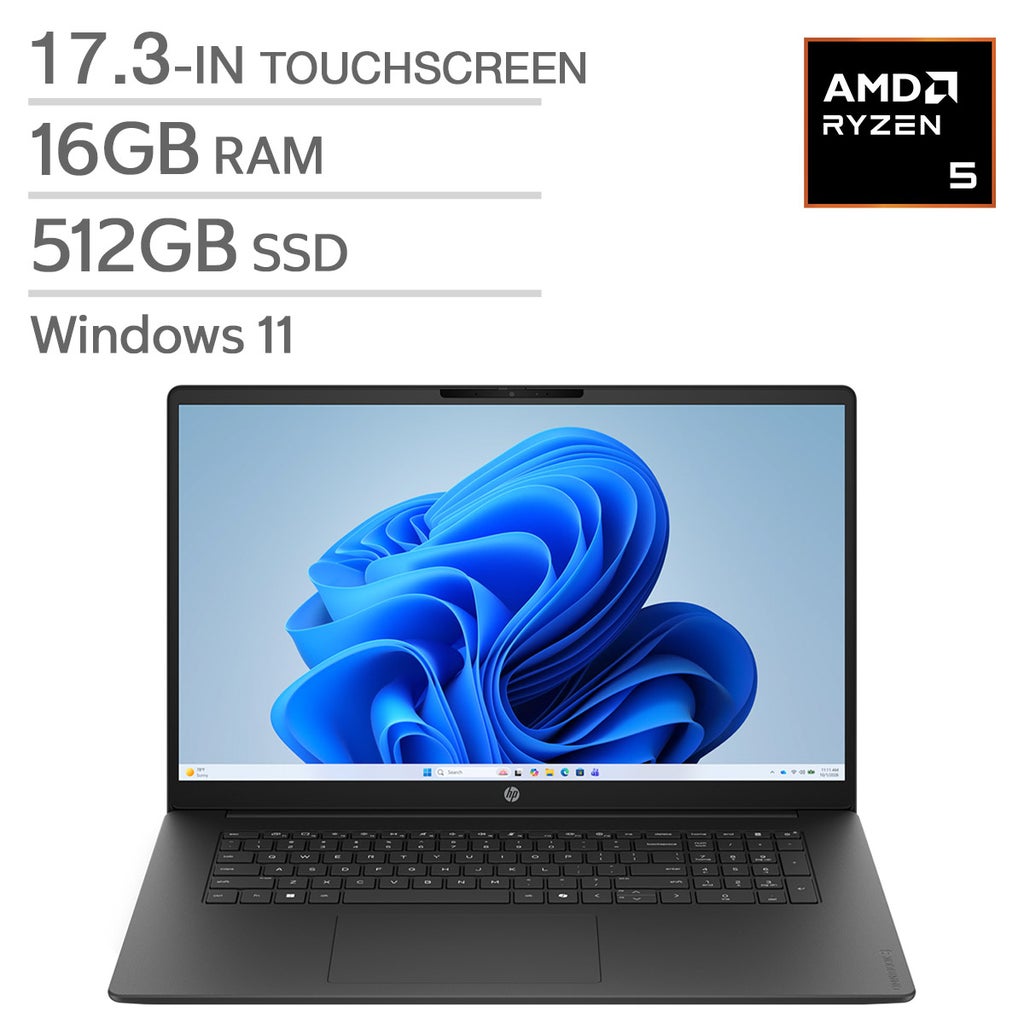 HP OmniBook 3, 17.3-in Touchscreen Laptop, AMD Ryzen 5 40 – 16GB RAM ...