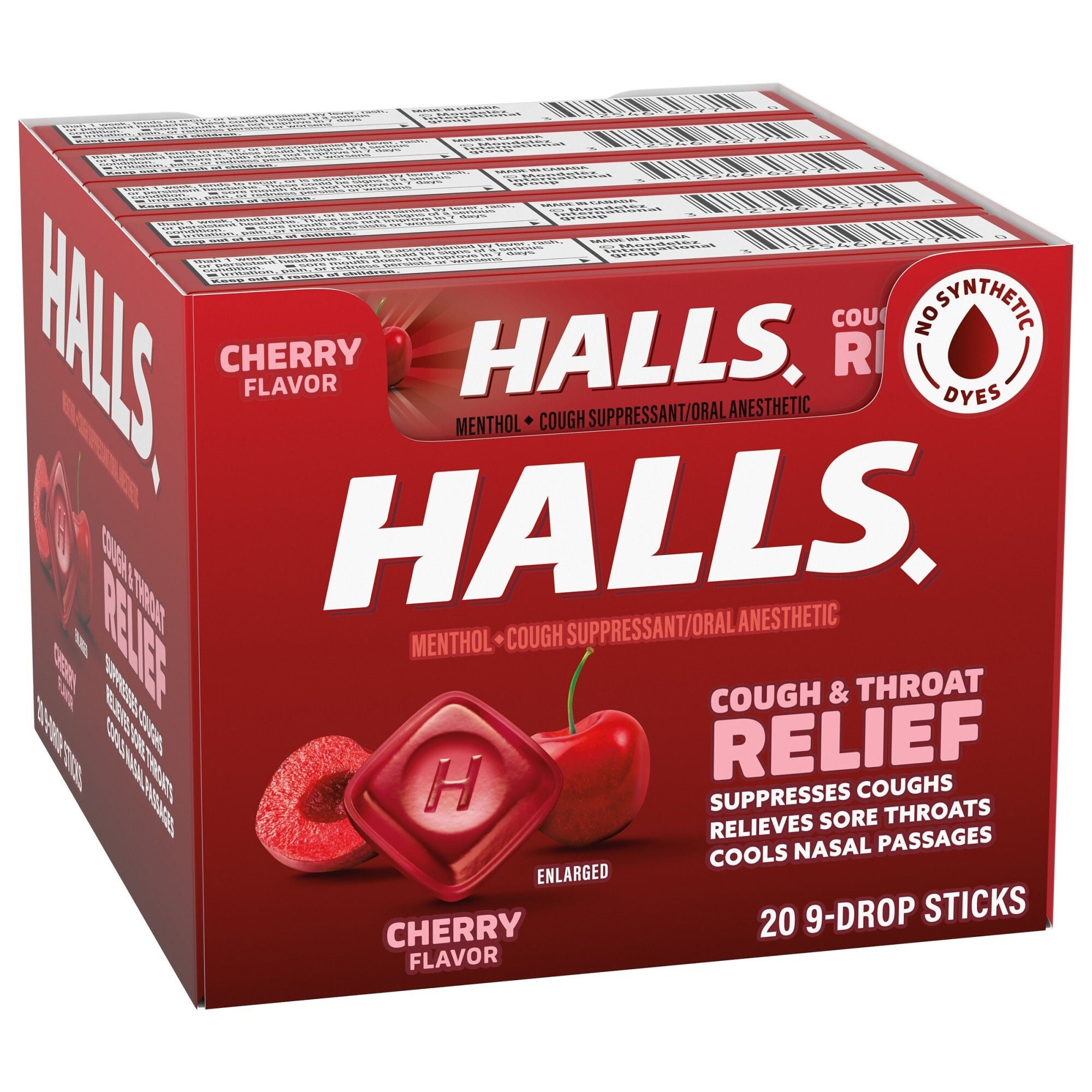 chewing tobacco throat cough HALLS Cough and Throat Relief Cough Drops, Cherry, 20 ct