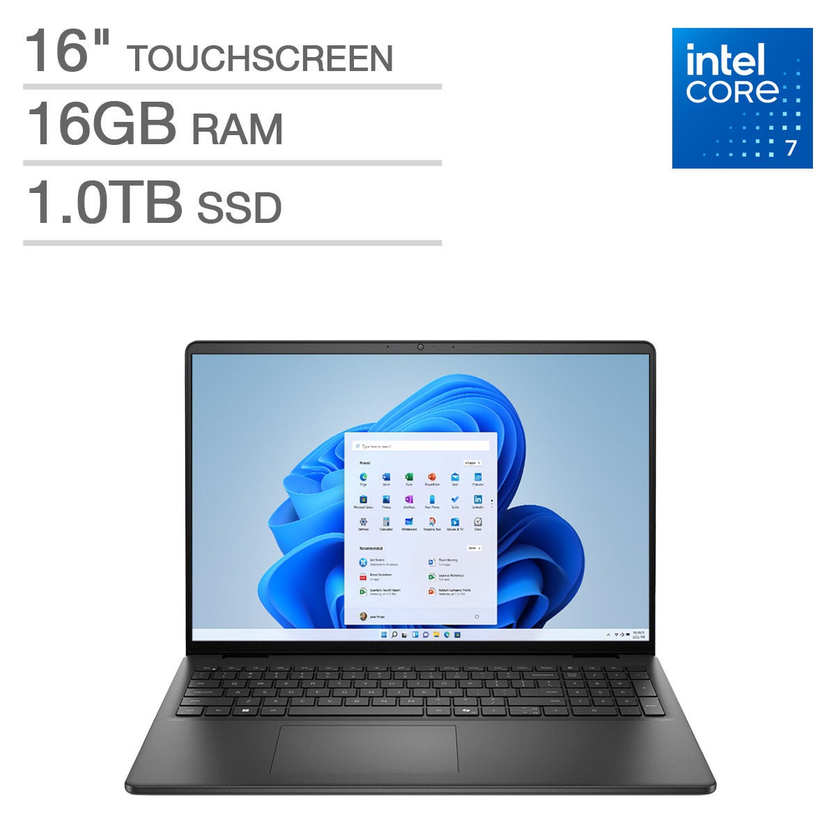 Dell 16" Touchscreen Laptop — Intel Core 7 150U — 1920 x 1200 — 16GB RAM