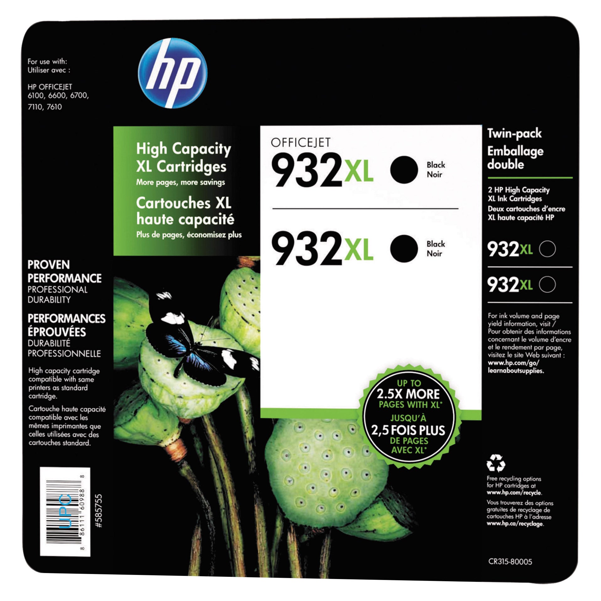 HP 932XL High Yield Ink Cartridge, Black, 2-Count | Costco