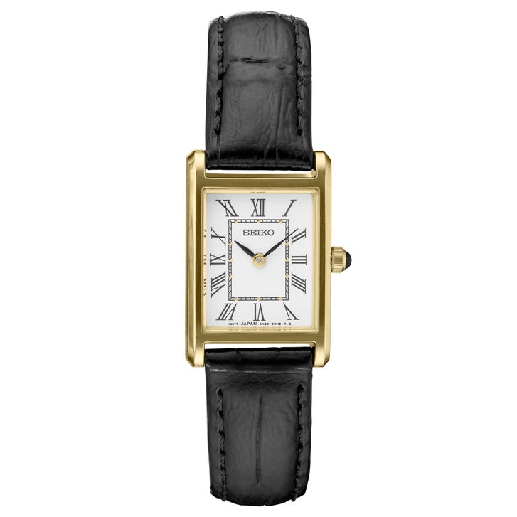 Seiko Black Leather Strap Women's Quartz Watch, 18.9 x 21.5mm | Costco