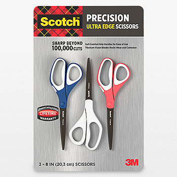 3M Scotch Precision Ultra Edge 8-inch Scissor, 3-Count