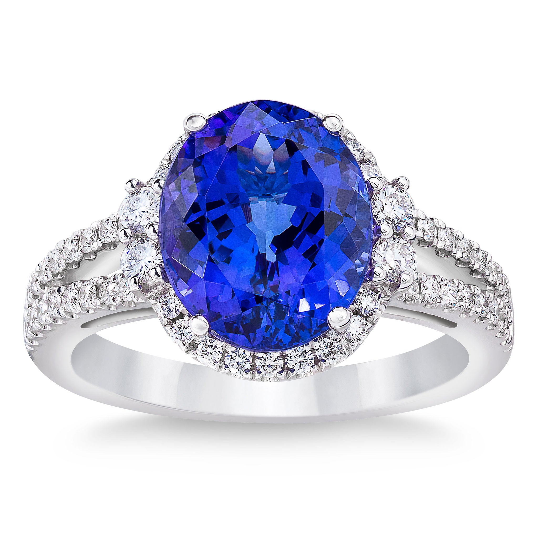 14KT WHITE GOLD .42CTW VS2,I DIAMOND AND TANZANITE RING