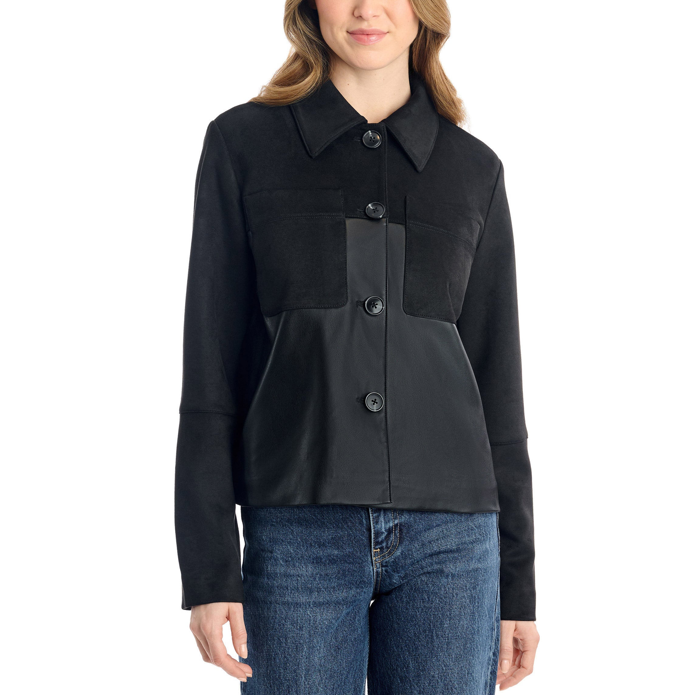 Bernardo Women's Faux Suede and Leather Jacket
