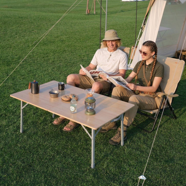 KingCamp Bamboo Folding Adjustable Height Portable Camping Table KingCamp Bamboo Folding Adjustable Height Portable Camping Table