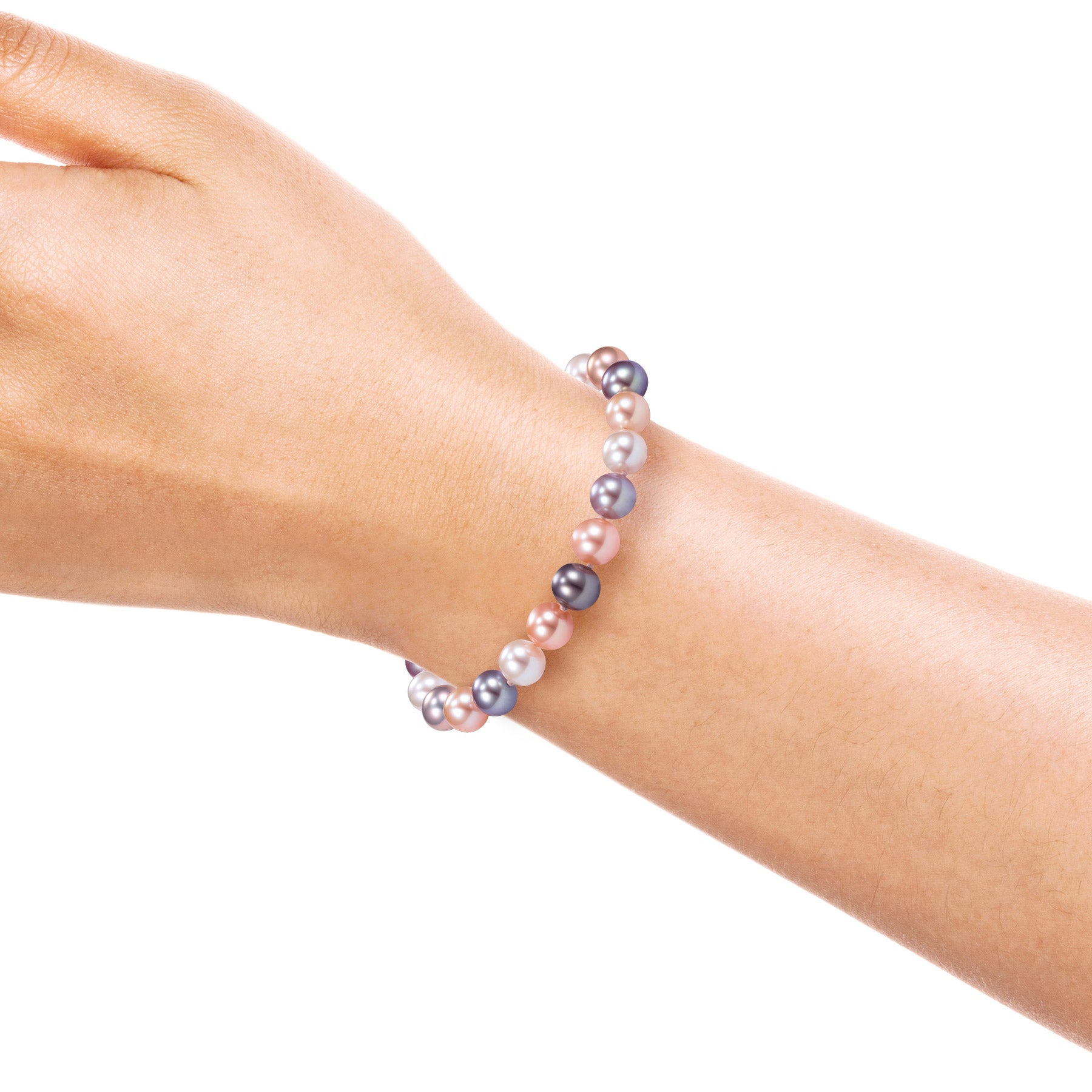 Freshwater Cultured 8-8.5mm Multi-pink Pearl Bracelet With 14kt