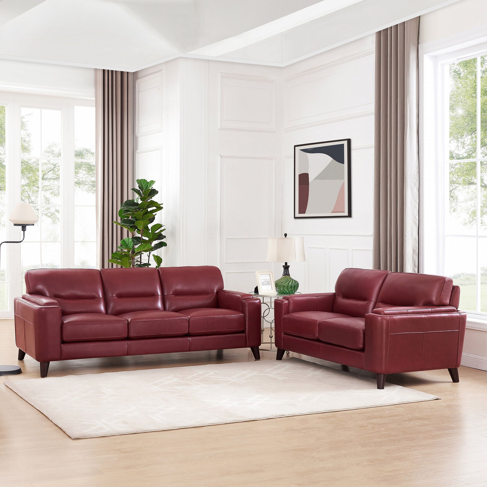 sunsea　　SHIRO WOODシリーズ Prospera Home Sorena Top-grain Leather Sofa and Loveseat | Costco
