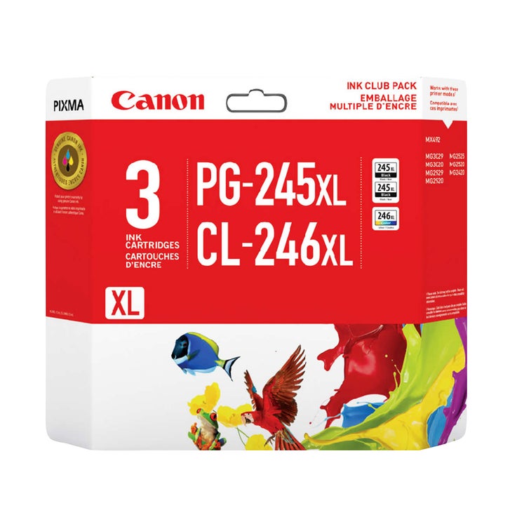 Canon PG-245XL Black and CL-246XL Colour Ink Cartridge, Pack of 3