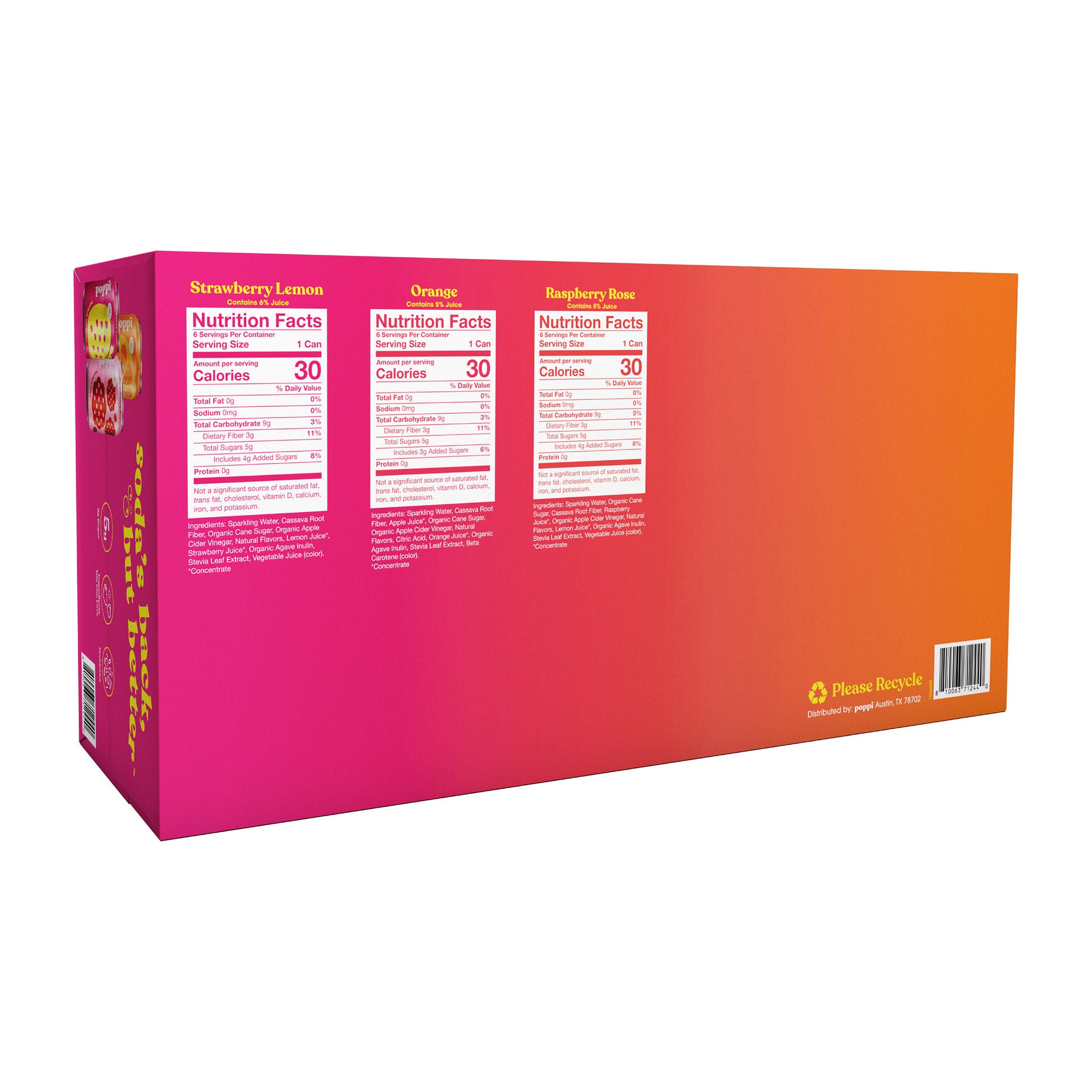 Poppi Soda, Juicy Faves Variety Pack, 12 fl oz, 18-count | Costco