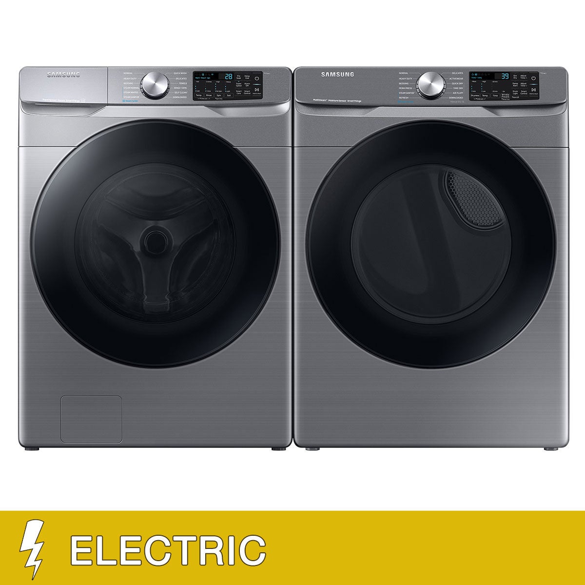 Samsung 4.5 cu. ft. Large Capacity Smart Front Load Washer with Super Speed Wash and 7.5 cu. ft. Smart ELECTRIC Dryer