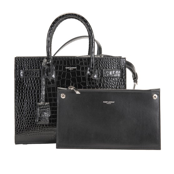 YSL Croc Embossed Sac De Jour Bag, Black | Costco