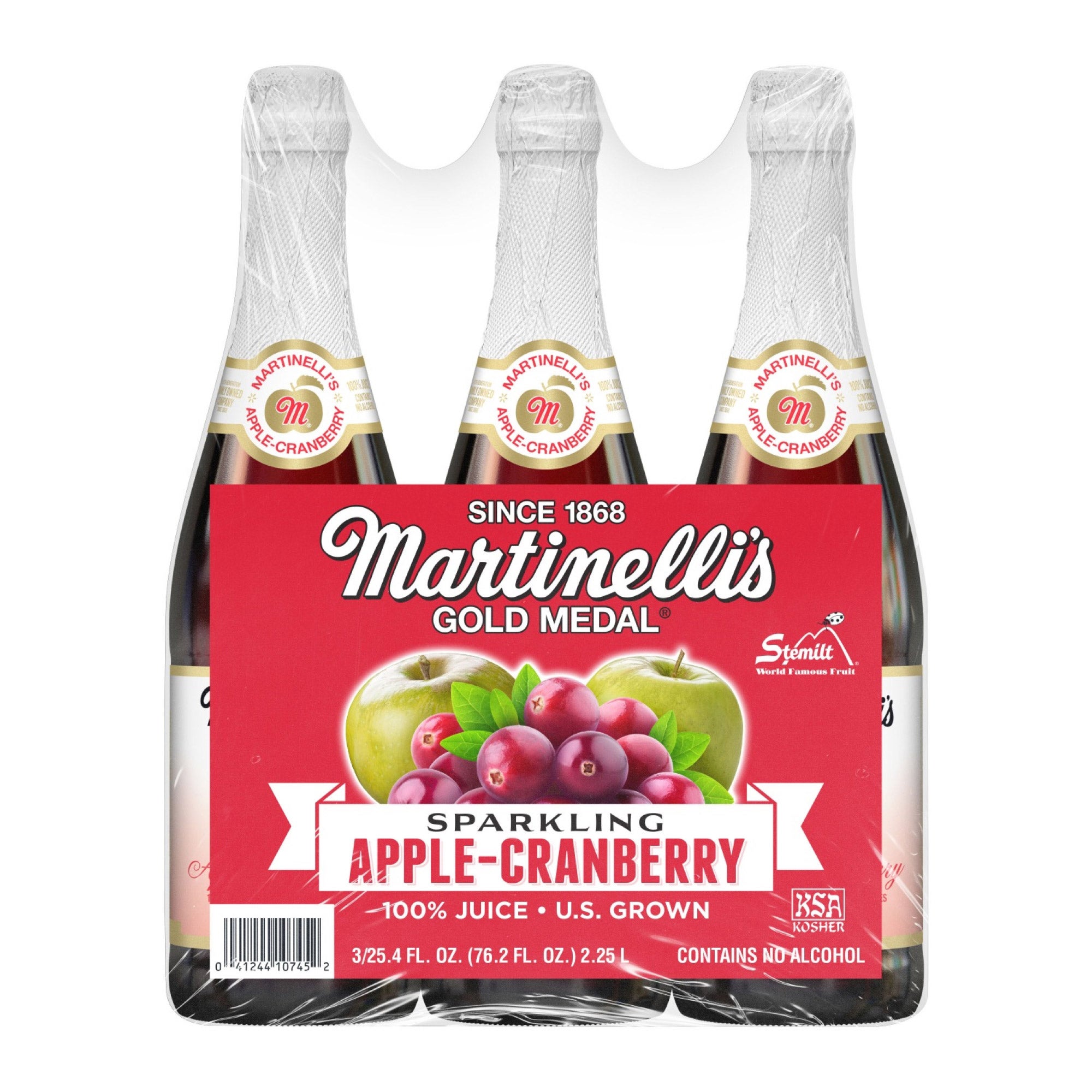 Martinelli's Sparkling Apple Cranberry, 25.4 fl oz, 3-count
