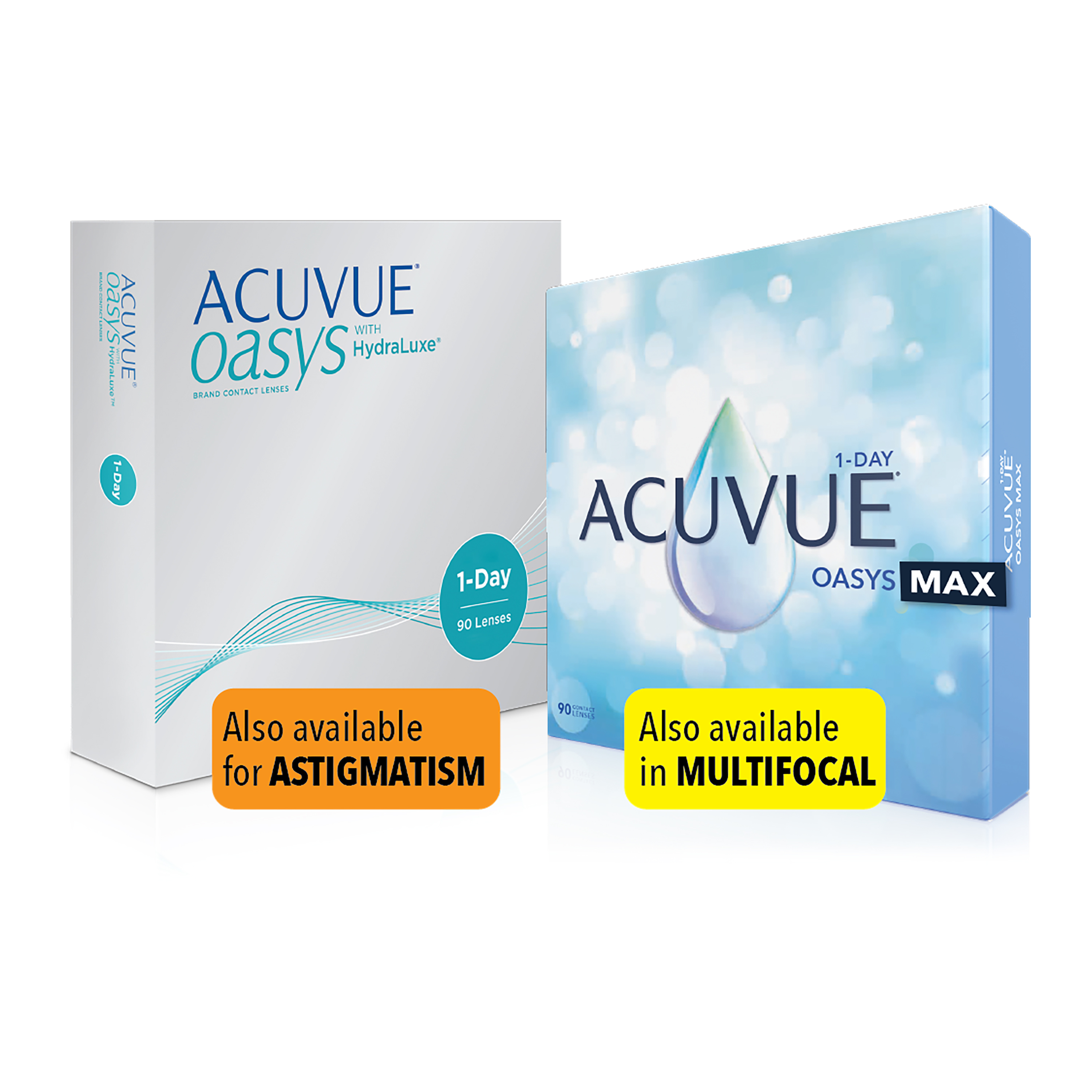 SAVE $50 on the purchase of 4 boxes (90 packs) of Acuvue Oasys Max 1-day family or Acuvue Oasys 1-day family contact lenses.