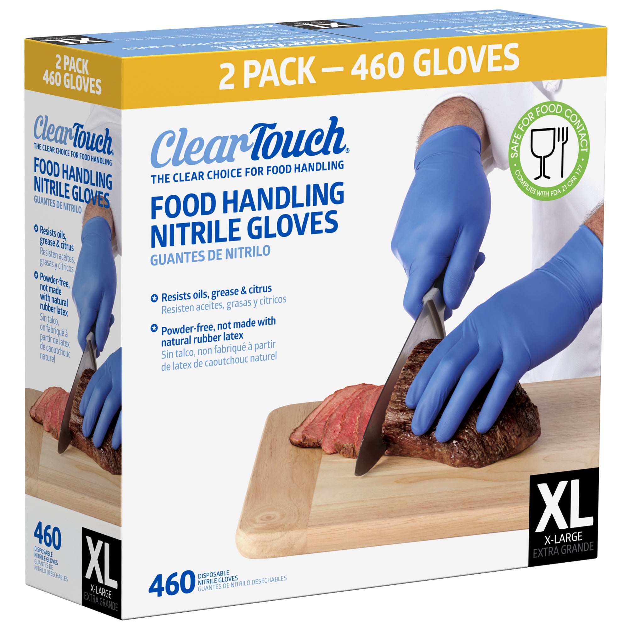 Medline Clear-Touch Food Handling Nitrile Gloves, Extra-Large