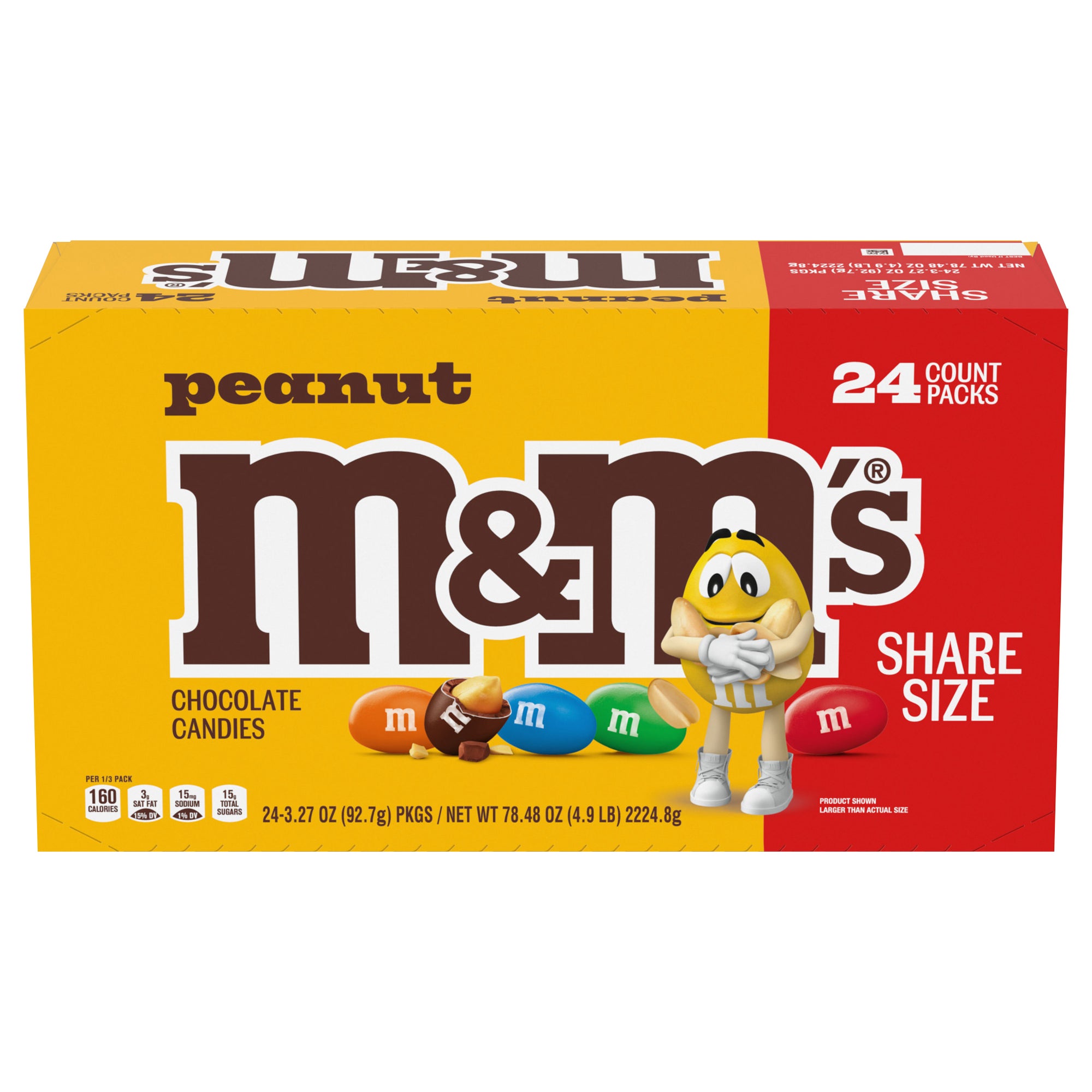 m&m M&M'S Chocolate Candy, Peanut, Share Size, 3.27 oz, 24 ct | Costco