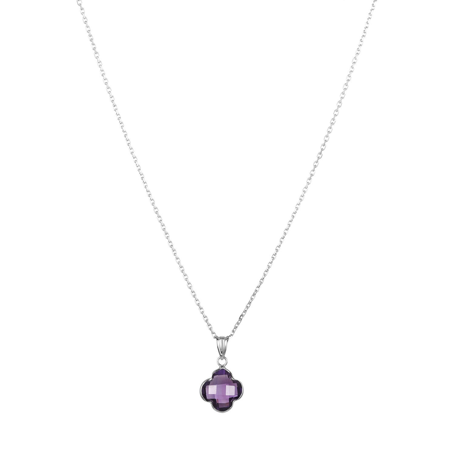 Amethyst 14kt White Gold Clover Necklace | Costco