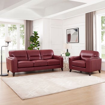 Prospera Home Sorena Top-grain Leather Sofa and Chair