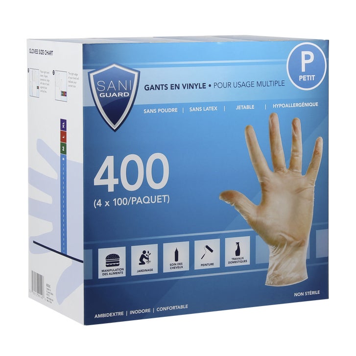 Sani Guard Small Vinyl Gloves, 4 packs of 100 | Costco