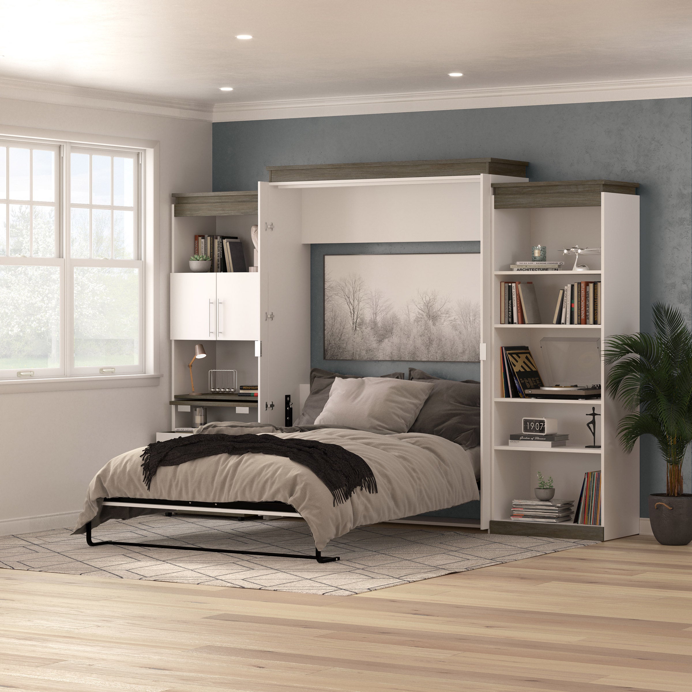 Orion Queen Wall Bed with Shelving and Fold-Out Desk | Costco