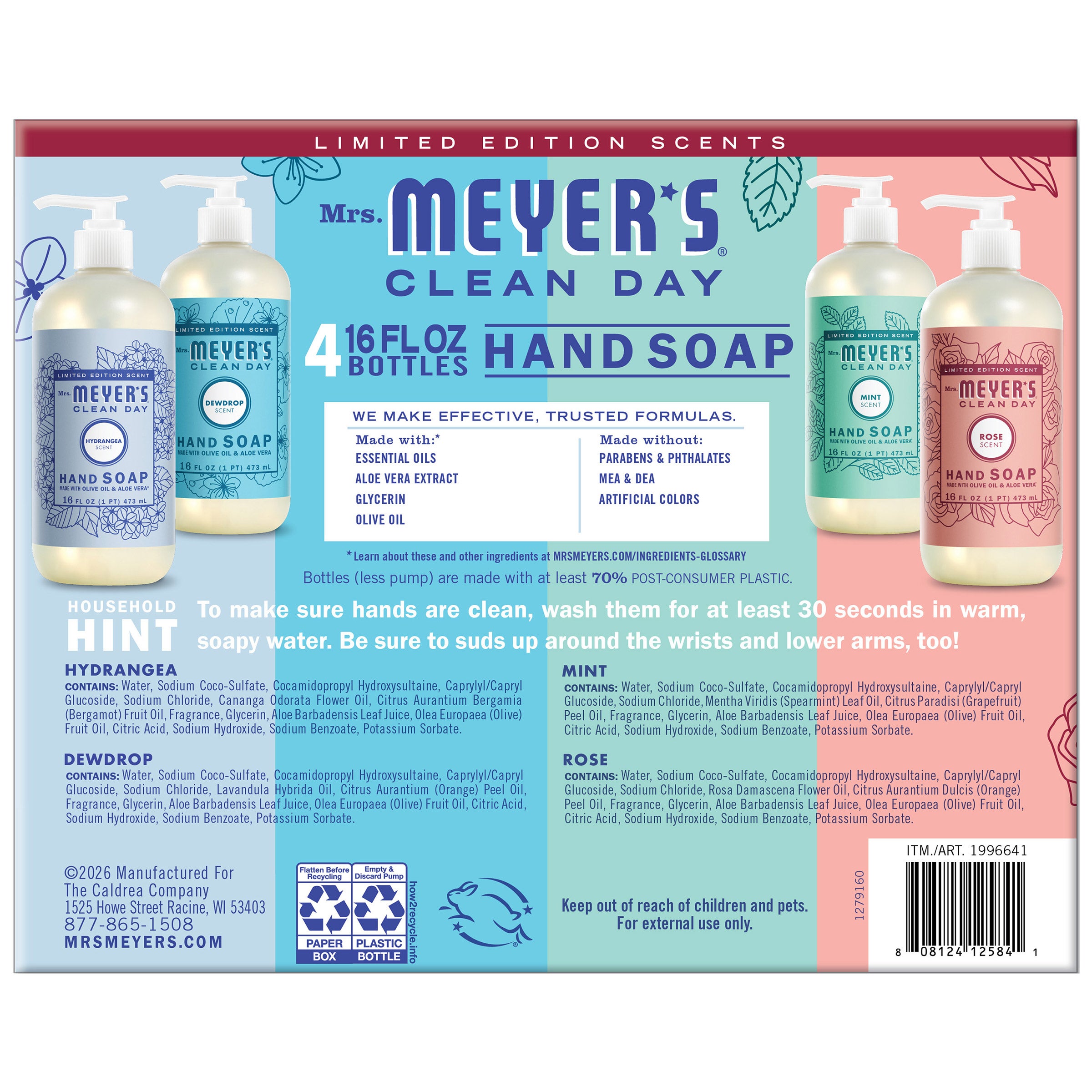 Mrs. Meyer's Hand Soap Clean Day Assortment, 16 fl oz, 4-pack | Costco