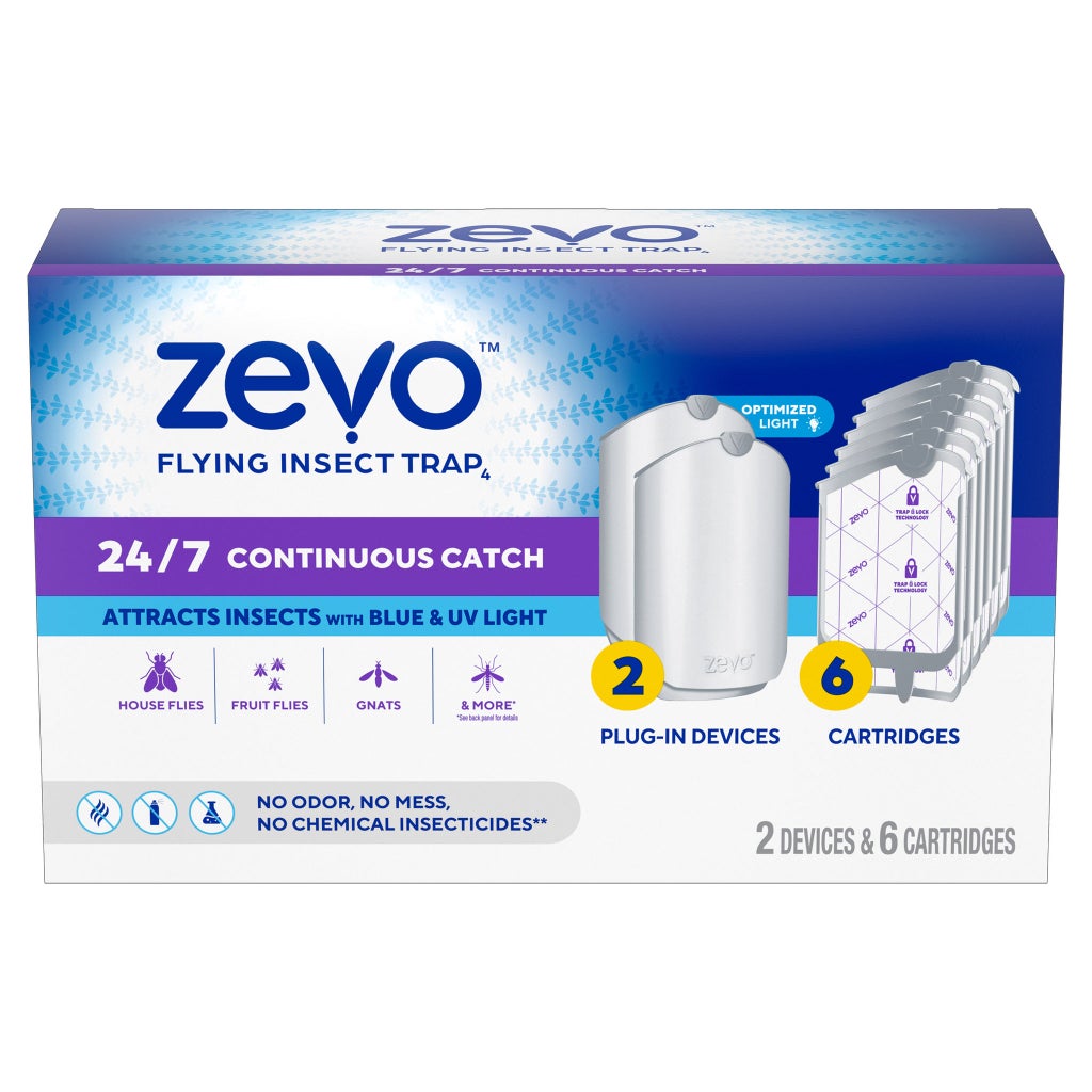Zevo Flying Insect Trap Starter Kit, 2 Devices + 6 Refills