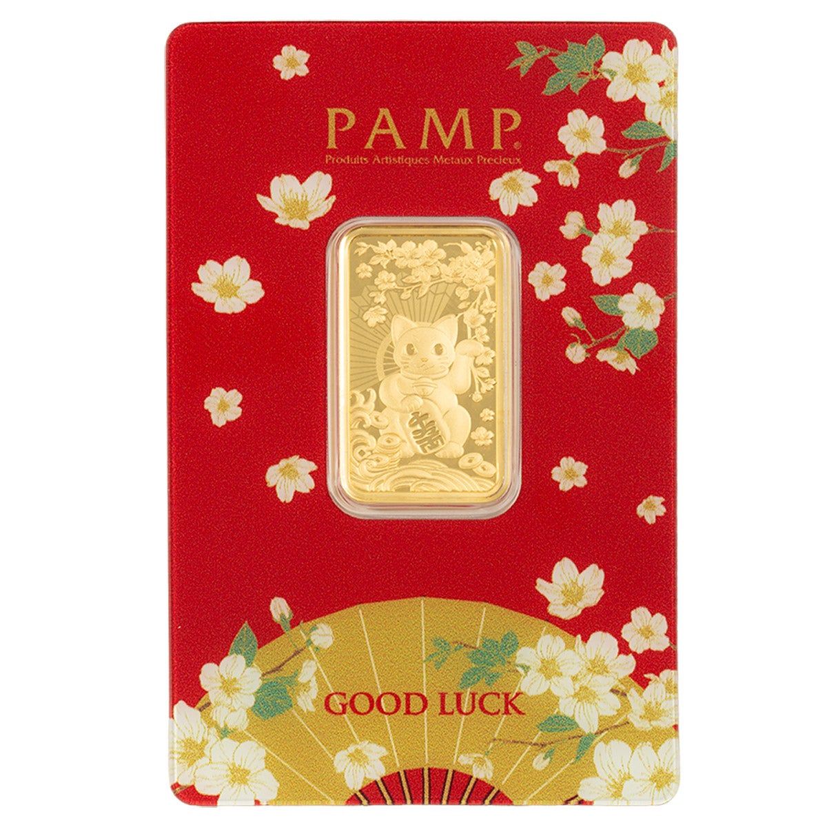 1/2 oz Gold Bar PAMP Good Luck Maneki Neko (New In Assay)