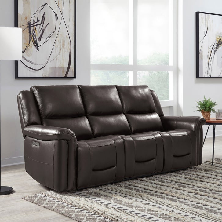 【*ちょこ*】オットマン Alba Leather Power Reclining Sofa with Power Headrests | Costco