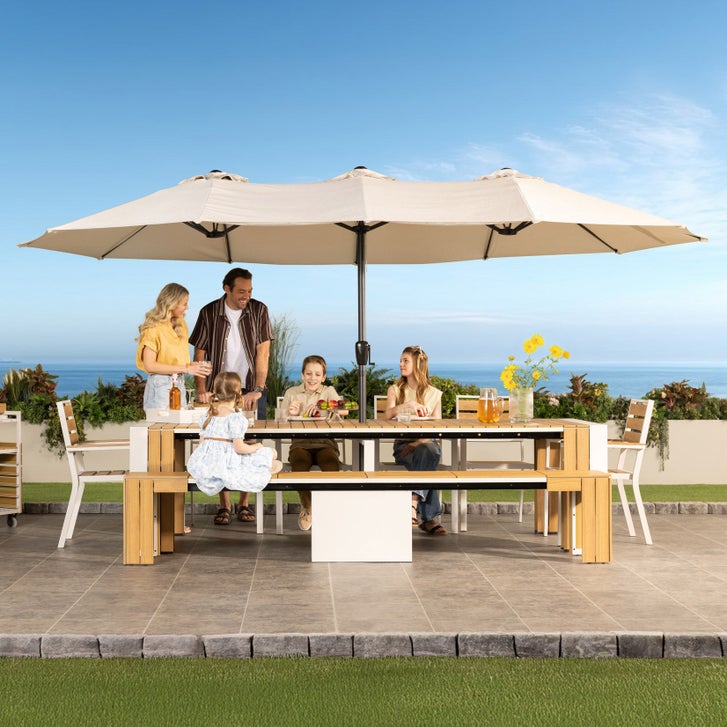 costco portofino umbrella hole patio table Sova Modern Aluminum Outdoor Sofa Set with Swivel Chairs, Black Frame Sunsitt Signature Outdoor Made from our high performance Riplock 500 fabric. JEAREY 10 ft. x 10