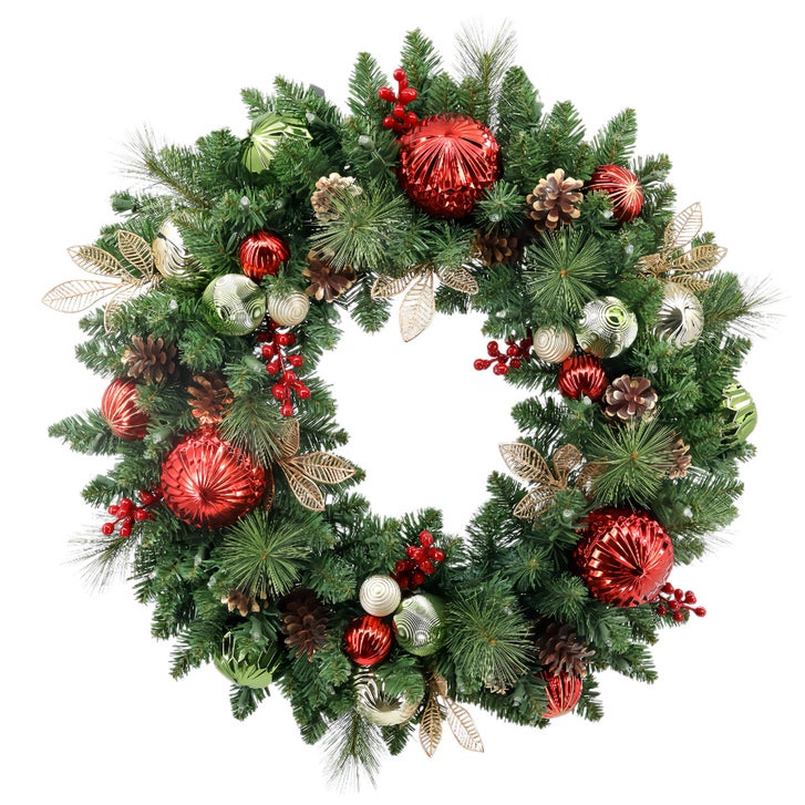 クリスマス Kirkland Signature Holiday Wreath 76.2 cm (30 in.) Pre-Lit Holiday Artiﬁcial Wreath | Costco