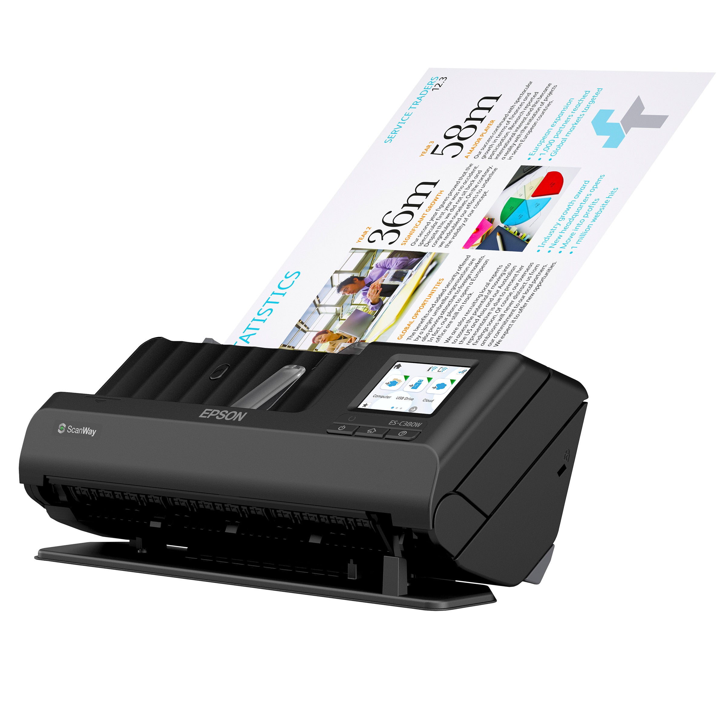 Epson WorkForce ES-C380W Wireless Compact Desktop Document Scanner