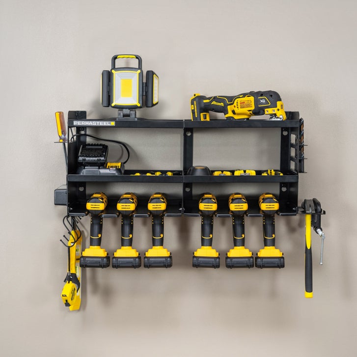 Permasteel 24.6″ 6-Bay Heavy Duty Wall Mounted Power Tool