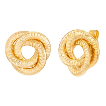 Diamond Cut Love Knot Earrings in Yellow Gold