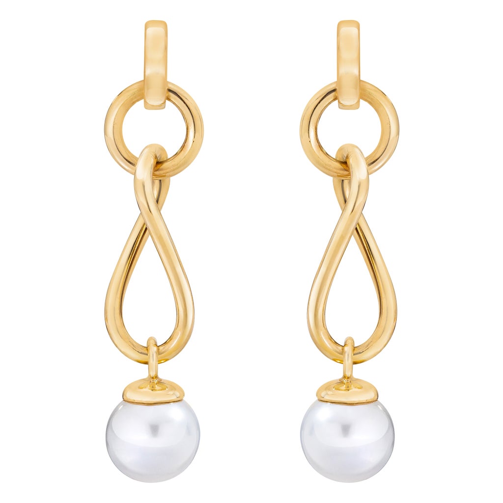 Freshwater Cultured 9-9.5mm Pearl 14kt Yellow Gold Twist Earrings