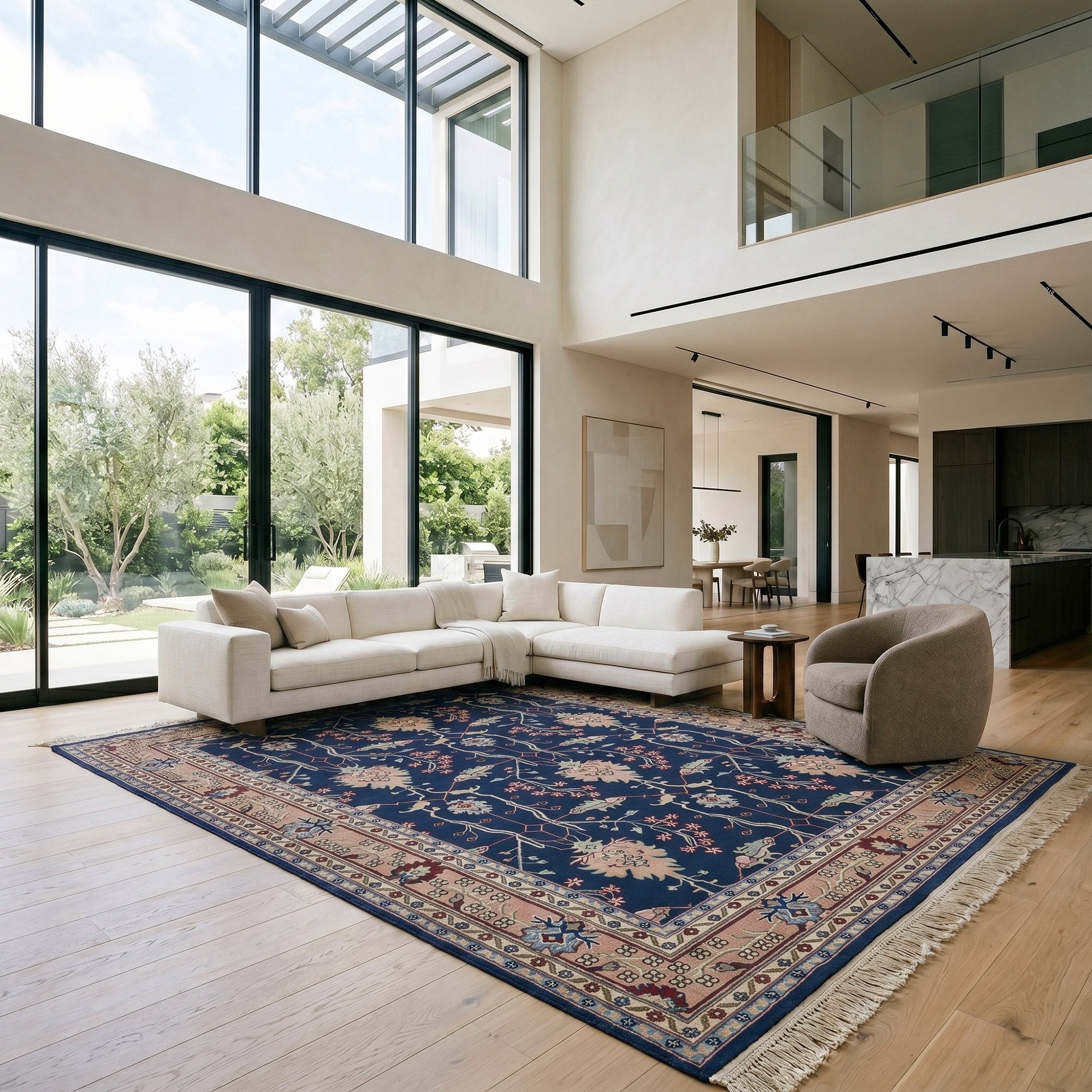 Montacute Hand Knotted Area Rug, Vaduz Navy, 9' x 12'