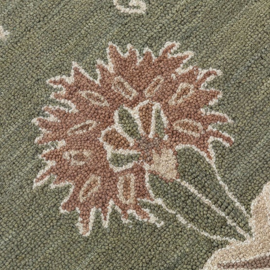 Obeetee Delilah Hand Tufted Wool Runner Rug, Oris Green, 2'6” x 8