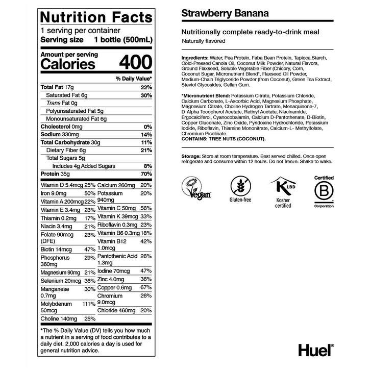 Huel Black Edition High-Protein Strawberry Banana Meal Replacement