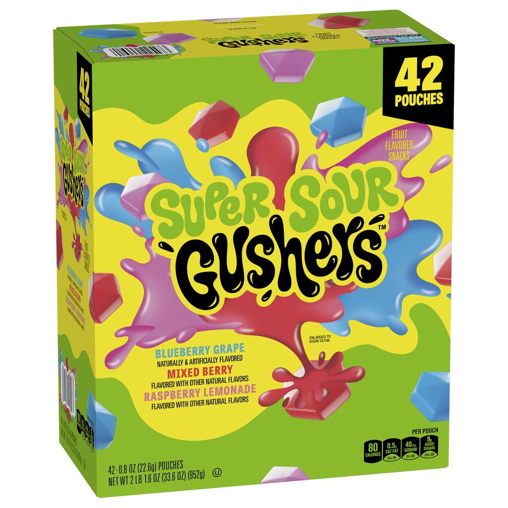 Gushers Super Sour Fruit Flavored Snacks, 0.8 oz, 42-count | Costco