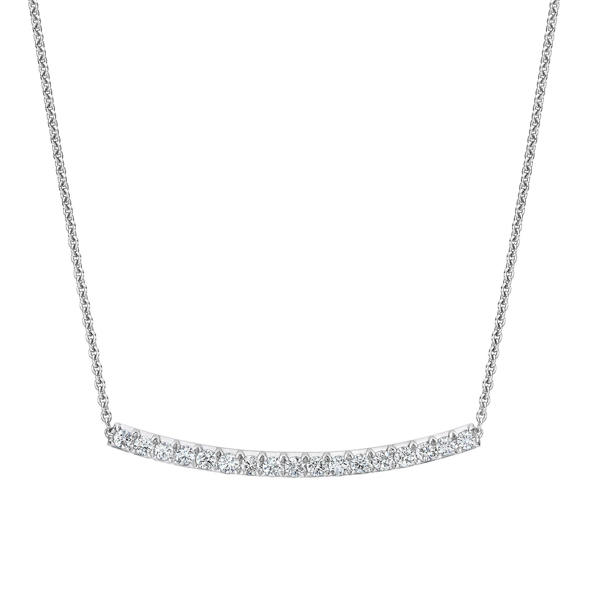 14KT WHITE GOLD VS2 I 1.00CTW ROUND DIAMOND BAR NECKLACE