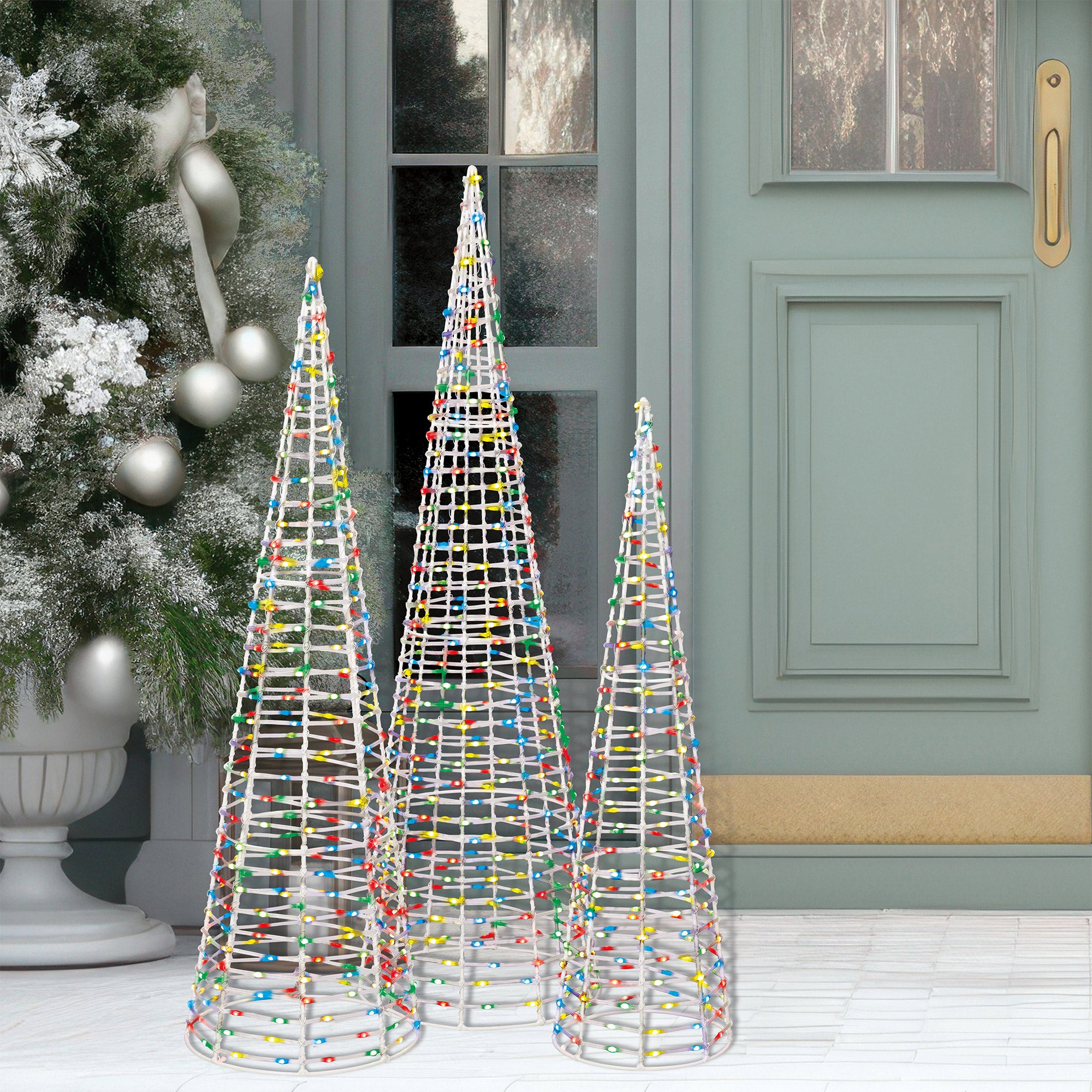 LED CONE TREES WITH MULTI-COLOR SET OF 3
