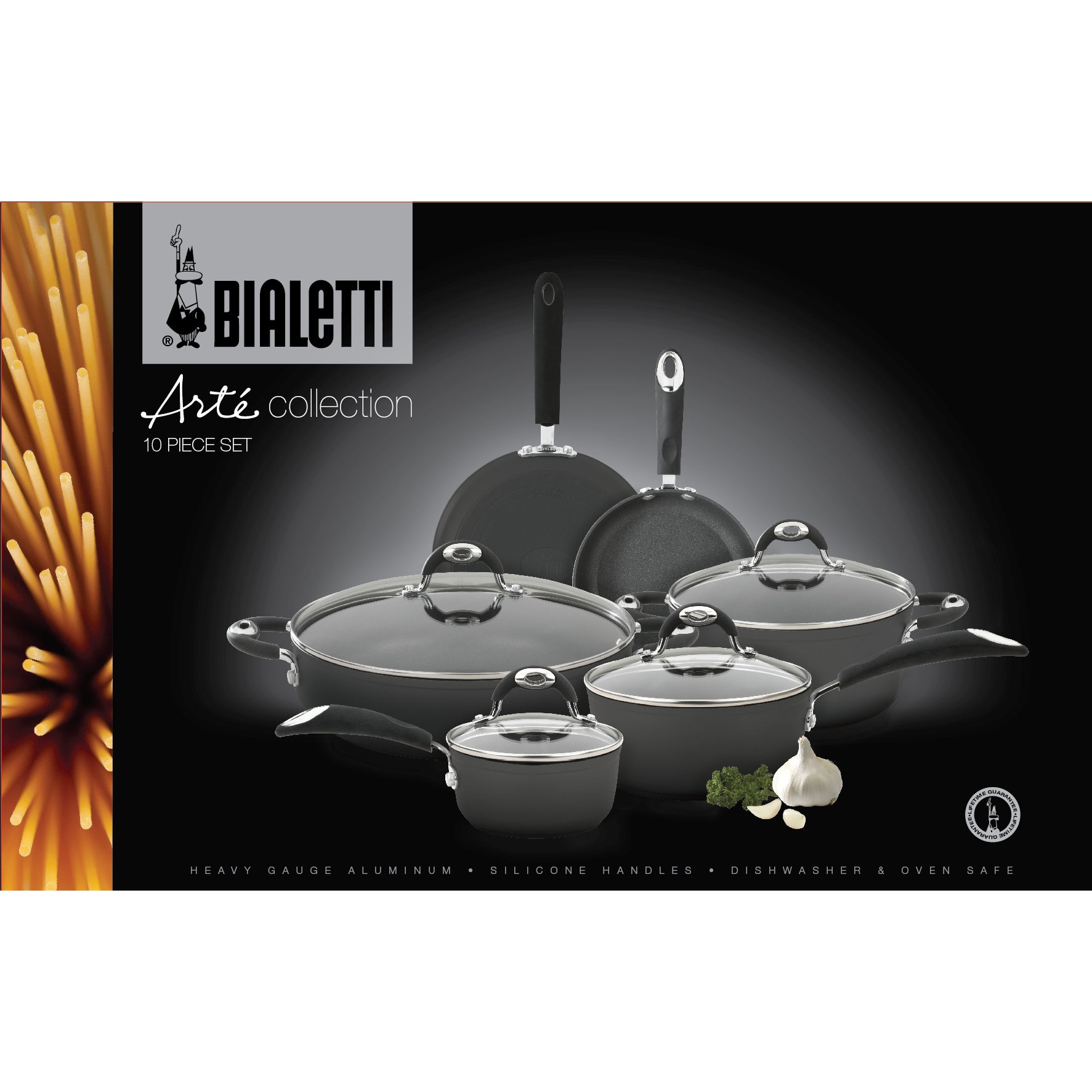 ビーバンジョア　212 303 セット Bialetti Arte Aluminum 10-piece Cookware Set with Silicone Handles