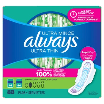 Always Ultra Thin Long Super Pads, 88-count
