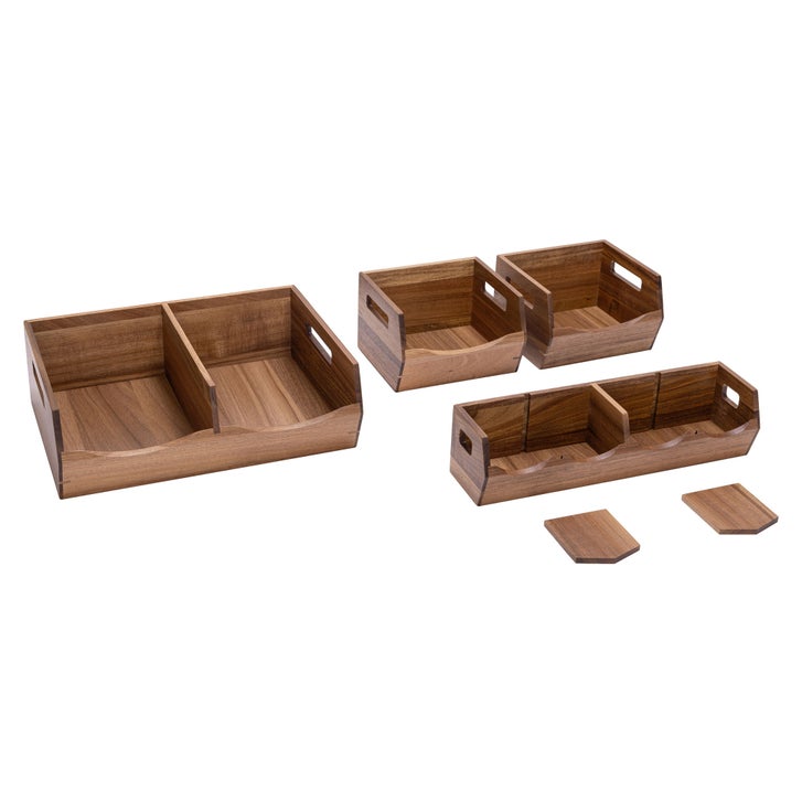 Seville Classics Acacia Stacking Bins, 4 piece | Costco