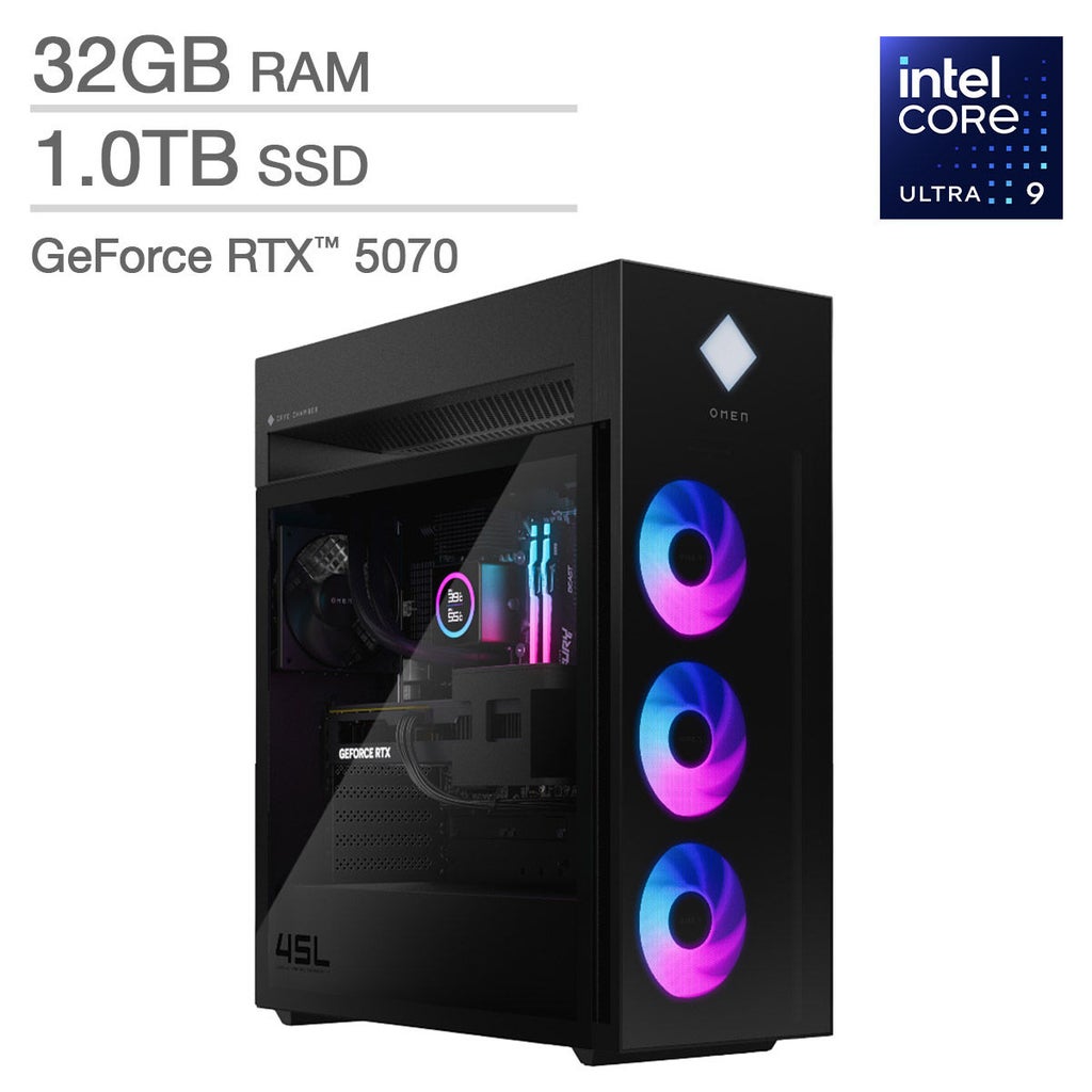 HP OMEN 45L Gaming Desktop PC - Intel Core Ultra 9 285K - NVIDIA