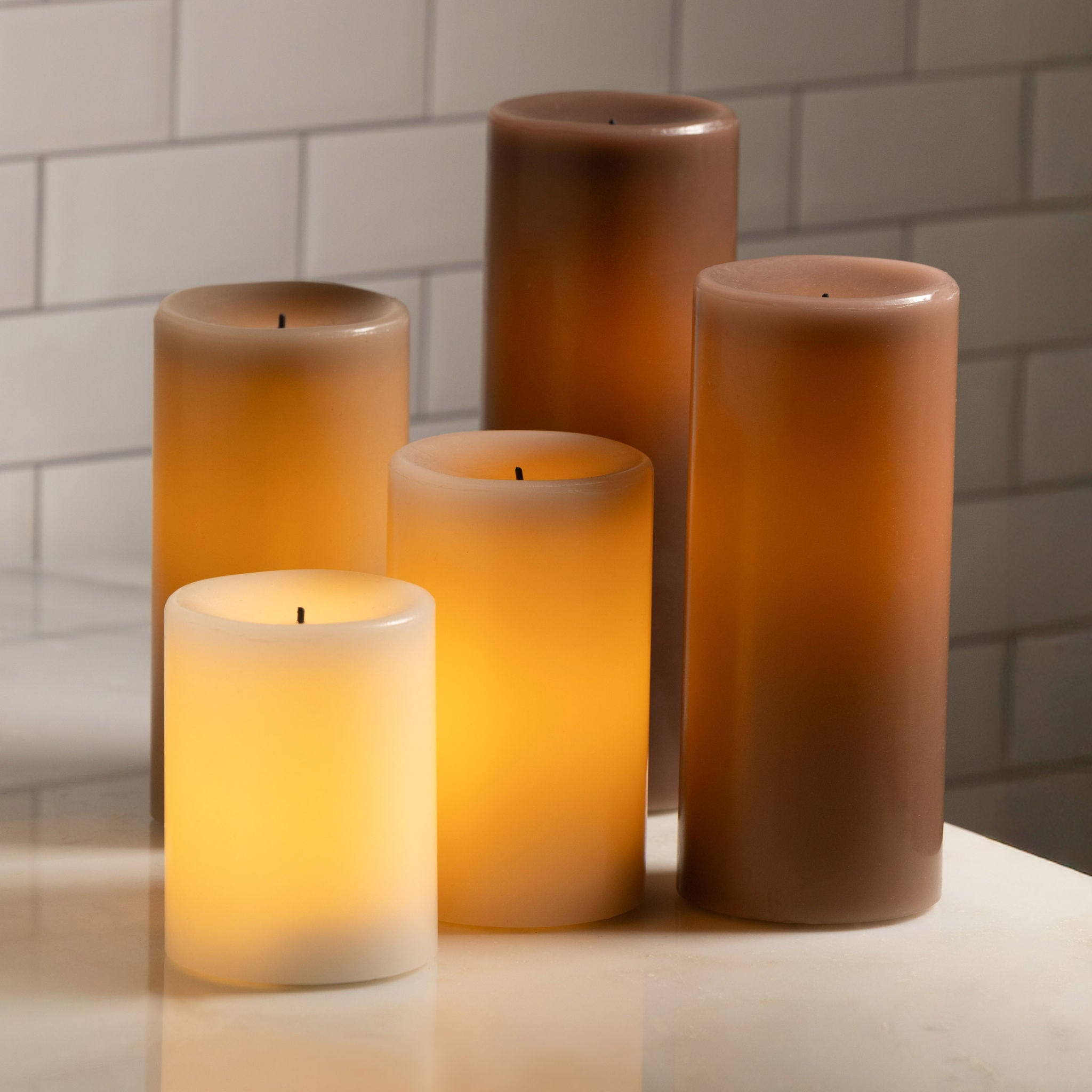 Fusion Warm Ombre LED Black Wick Candle Set with Remote