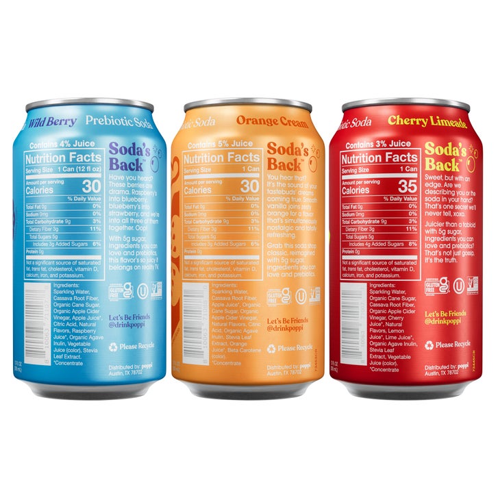 poppi Prebiotic Soda, Variety Pack, 12 fl oz, 18 ct | Costco